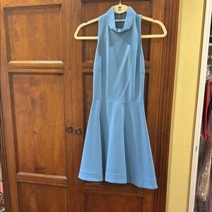 Sexy Fit and Flare Blue Sleeveless Dress